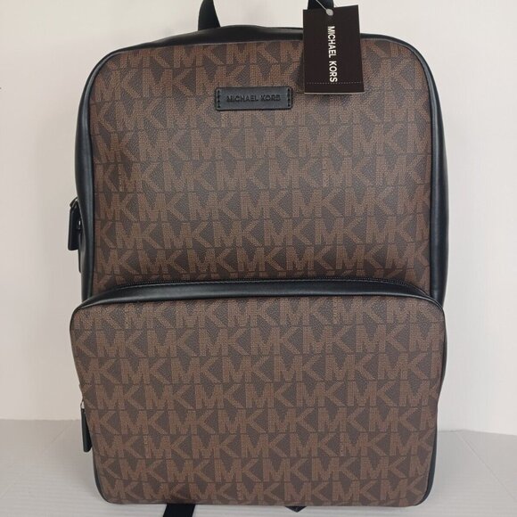 New Michael Kors Everett Backpack (Brown & Black) - Picture 1 of 8
